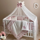 Set lenjerie Patut Copii Bebe 8 piese Classic Roz (1)